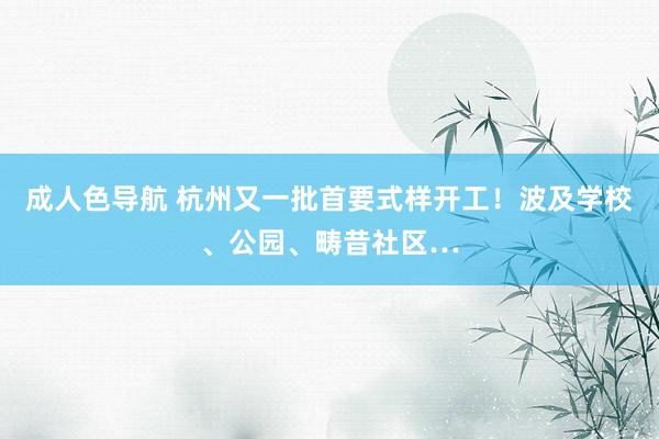 成人色导航 杭州又一批首要式样开工！波及学校、公园、畴昔社区…